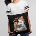 Cute Cozy Ghost Reading With Cat Book Lover Autumn Fall Pillowcase
