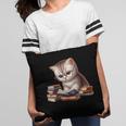Cute Kitten Bookworm Adorable Cat With Glasses Reading Book Pillowcase