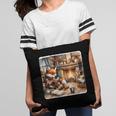 Fox Reads By Fireplace In Cabin Rustic Book Cozy Cup Tea Pillowcase