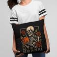 Read In Peace Skeleton Reading Book Halloween Teacher Pillowcase