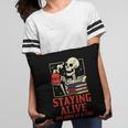 Staying Alive One Book At A Time Skeleton Reading Librarian Pillowcase
