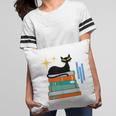 Cat And Books Retro Midcentury Mid Century Aesthetic Pillowcase