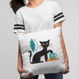 Cat Midcentury With Book And Coffee Atomic Age Mid Century Pillowcase