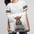 Cute Highland Cow With Book Floral Bookworm Librarian Book Pillowcase