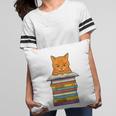 Cute Orange Tabby Cat Reading On Pile Of Books Pillowcase