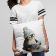 Cute Penguin Reading Book Faux-Crochet Print Pillowcase