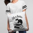 Life Is Better With Cats & Books Tuxedo Cat Mom Women Pillowcase