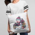 Snowman Reading Book Lovers Christmas Bookworm Librarian Pillowcase