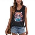Adorable Book Lover Maine Coon Cat With Reading Glasses Cute Women's V-Neck Tank Top Adorable Book Lover Maine Coon Cat With Reading Glasses Cute Women's V-Neck Tank Top