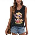 Adorable Book Lover Ostrich With Reading Glasses Cute Women's V-Neck Tank Top