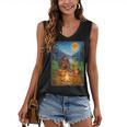 Bigfoot And Alien Reading Books Campfire Halloween Women's V-Neck Tank Top