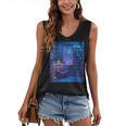 Book Library Bookshelf Armchair Window Pattern Print Women's V-Neck Tank Top