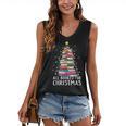 All Booked For Christmas Book Christmas Tree Lights Women's V-Neck Tank Top