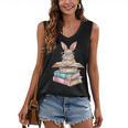 Books Bookworm Reader Book Cute Reading Bunny With Glasses Women's V-Neck Tank Top Books Bookworm Reader Book Cute Reading Bunny With Glasses Women's V-Neck Tank Top