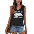 Books Are My Favorite People Cat With Coffee Mug Book Lovers Women's V-Neck Tank Top