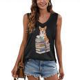 Bookworm Corgi Reading Books Drinking Coffee Dog Lover Women's V-Neck Tank Top