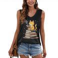 Cat Reading Books Women's V-Neck Tank Top