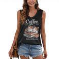 Coffee Cats And Books Cozy Calico Reader Love Cute Cat Women's V-Neck Tank Top Coffee Cats And Books Cozy Calico Reader Love Cute Cat Women's V-Neck Tank Top