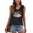 Color Floral Cute Pug Dog On Book Reading Bookworm Reader Women's V-Neck Tank Top