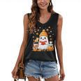 Cute Beanie Ghost Bookworm Cozy Book Reading Halloween Women's V-Neck Tank Top