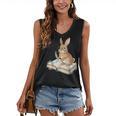 Cute Bunny Reading Book Glasses Bookworm Women's V-Neck Tank Top