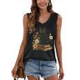 Cute Cat Book Flowers Women's V-Neck Tank Top Cute Cat Book Flowers Women's V-Neck Tank Top