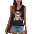 Cute Dog Puppy English Bulldog Reading Book Women's V-Neck Tank Top