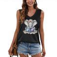 Cute Elephant Reading Universe Book Women's V-Neck Tank Top
