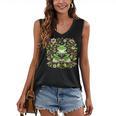 Cute Floral Frog Book Reading Women's V-Neck Tank Top