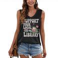 Cute Frog Support Your Local Library Librarian Book Lover Women's V-Neck Tank Top Cute Frog Support Your Local Library Librarian Book Lover Women's V-Neck Tank Top