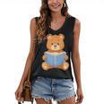 Cute Teddy Bear Reading Book Adorable For Readers Women's V-Neck Tank Top