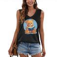 Cute Teddy Bear Reading Book Fun Women's V-Neck Tank Top Cute Teddy Bear Reading Book Fun Women's V-Neck Tank Top