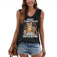 Easily Distracted By Cats And Books Book Lover Cat Women's V-Neck Tank Top Easily Distracted By Cats And Books Book Lover Cat Women's V-Neck Tank Top