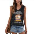 Easily Distracted By Cats And Books Reading Lover Bookish Women's V-Neck Tank Top