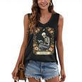 Floral Tarot Card The Reader Skeleton Reading Book Women's V-Neck Tank Top