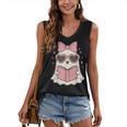 Ghost Reading Book Halloween Cat Lover Women's V-Neck Tank Top