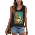 Groovy Ghost Reading Book Cat Halloween Ghost Teacher Women's V-Neck Tank Top