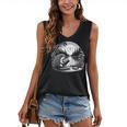 Hedgehog Reading Book Full Moon Lake Scenery Women's V-Neck Tank Top