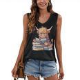 Highland Cow Reading Book Librarian Library Women's V-Neck Tank Top Highland Cow Reading Book Librarian Library Women's V-Neck Tank Top