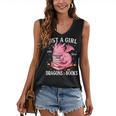 Just A Girl Who Loves Dragons And Books Dragon Reading Lover Women's V-Neck Tank Top