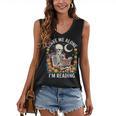 Leave Me Alone Skeleton Reading Book Floral Moon Librarian Women's V-Neck Tank Top