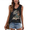 Leopard Book Flower Women's V-Neck Tank Top