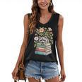 Raccoon Books Reading Flowers Women's V-Neck Tank Top Raccoon Books Reading Flowers Women's V-Neck Tank Top
