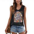 Retro Floral Red & Booked Library Reading 4th Of July Women's V-Neck Tank Top