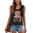 Teddy Bear Reading a Book Women's V-Neck Tank Top