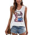 Adorable Book Lover Bulldog With Reading Glasses Cute Raglan Baseball Tee Women's V-Neck Tank Top