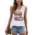 Adorable Book Lover Rattlesnake With Reading Glasses Cute Women's V-Neck Tank Top