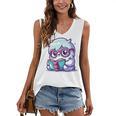 Adorable Book Lover Yeti With Reading Glasses Cute Women's V-Neck Tank Top