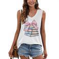 Book Lover Coquette Bow Pink Dainty Ribbon Cute Bookworm Women's V-Neck Tank Top