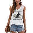 Books Cats Life Is Sweet Cat Book Lover Men Women Teen Women's V-Neck Tank Top